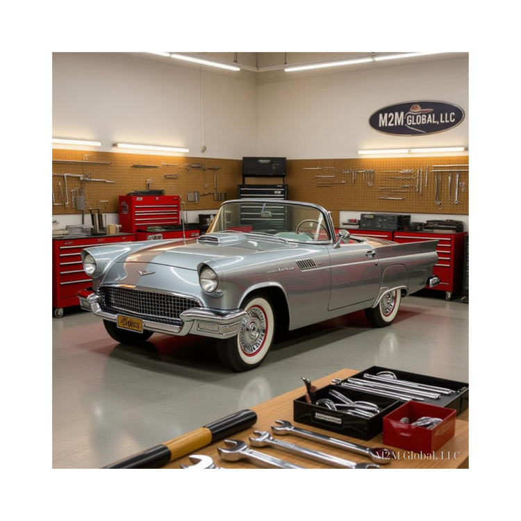 Vintage garage with classic car design