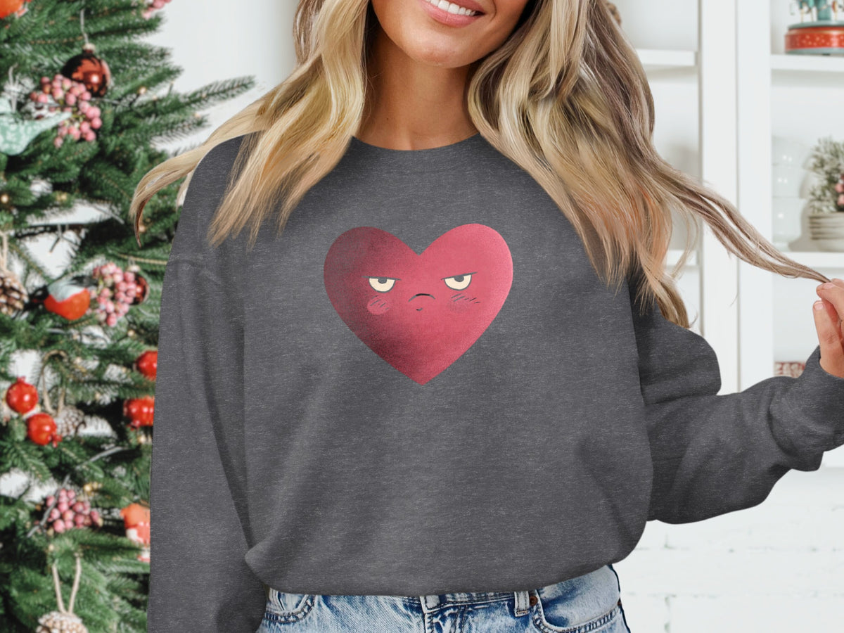 Grumpy Heart Red Face Graphic Design Undershirt