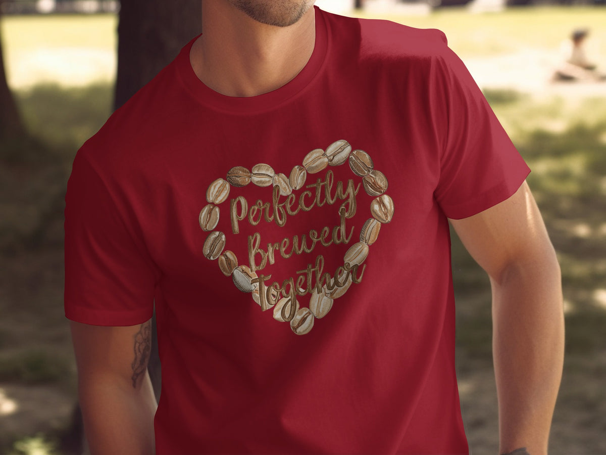 Perfectly Brewed Together phrase on a Premium Tee