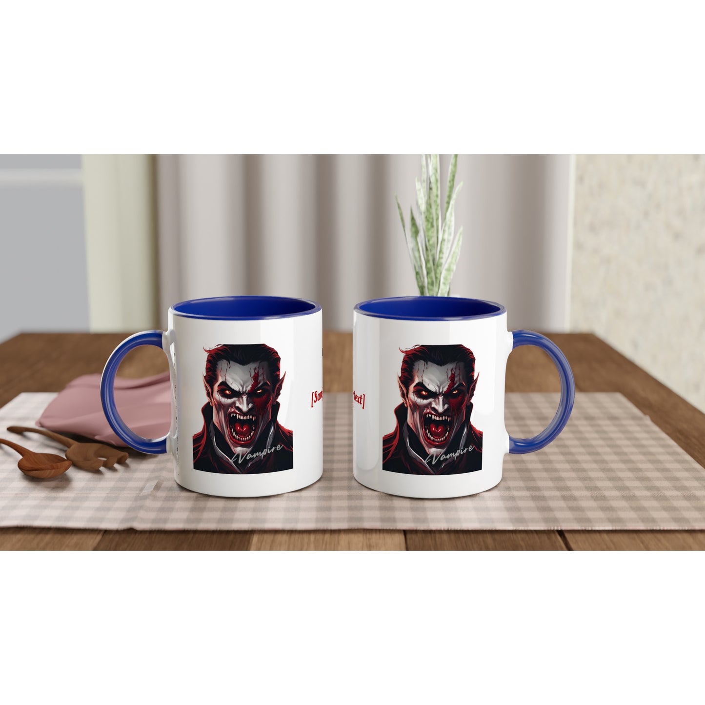 11oz ceramic mug with color inside vampire full face personalized
