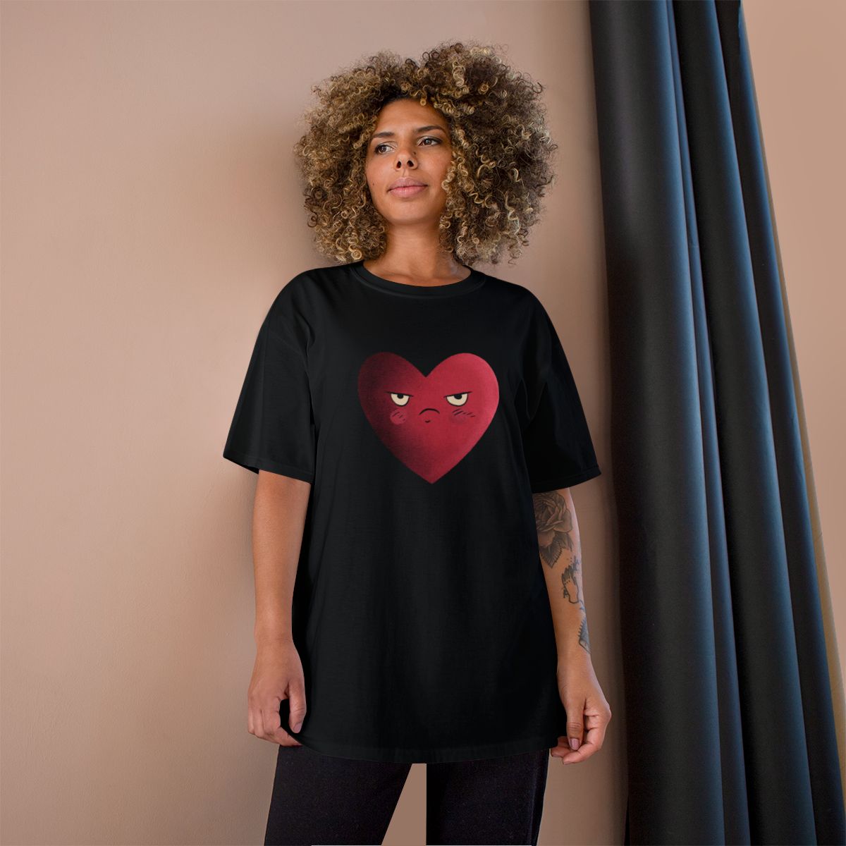 Angry Red Heart Graphic Design T-Shirt