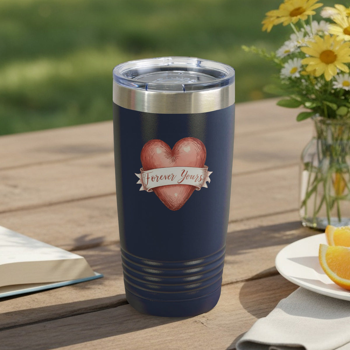 Forever Yours Heart Design Travel Tumbler product