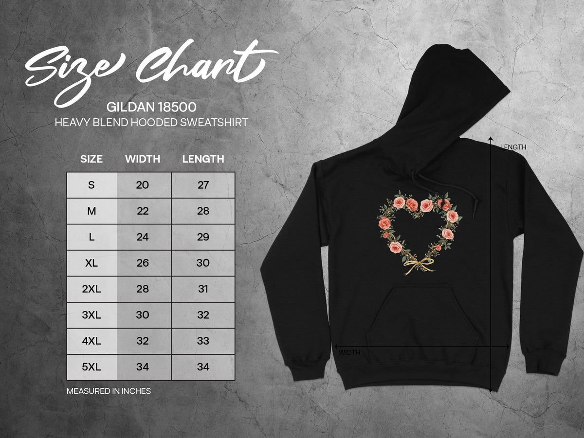 Floral Heart Design Gildan 18500 Hooded Sweatshirt Product