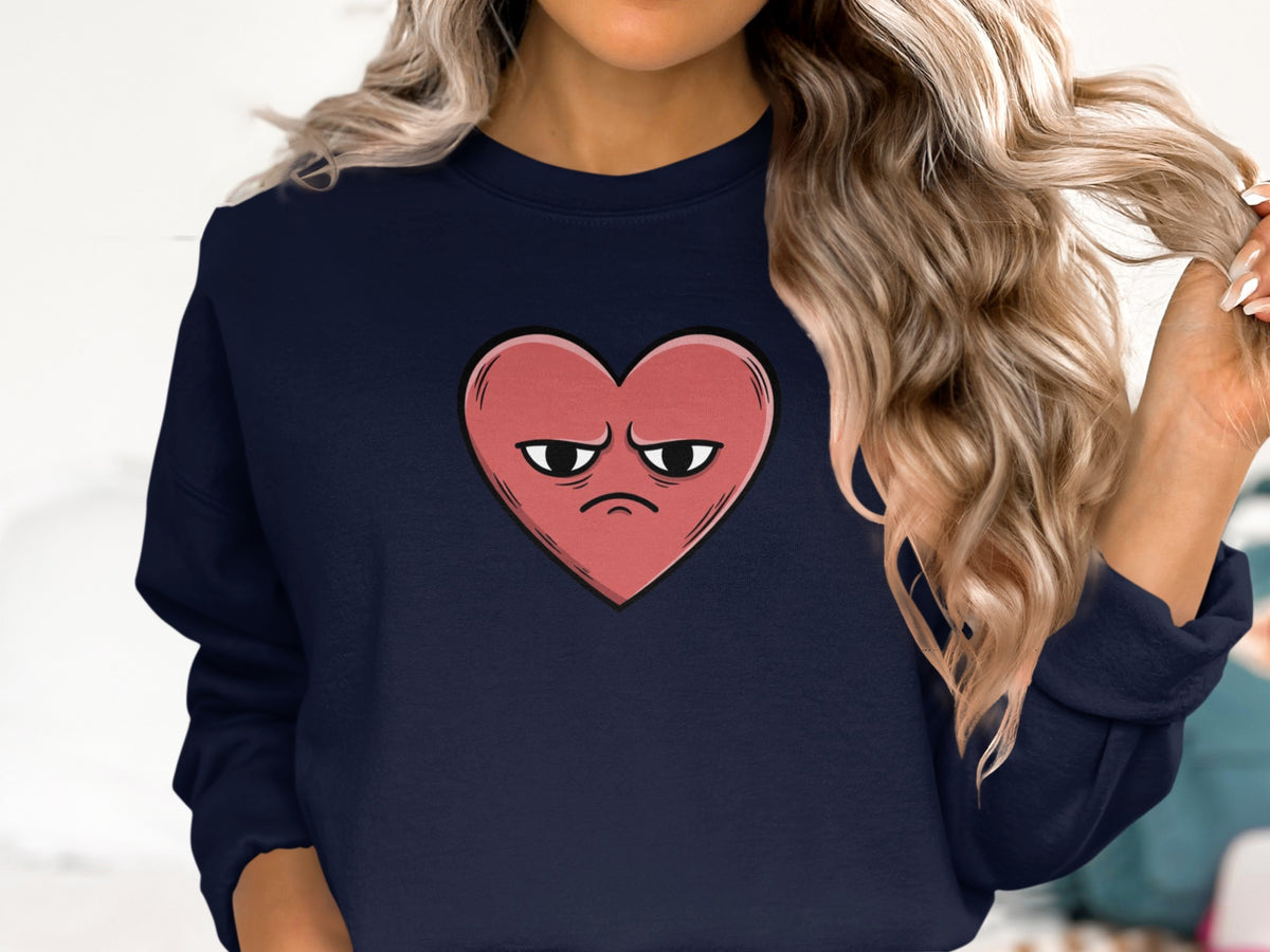 Moody Heart Face Graphic Sweatshirt for Casual Wear