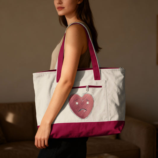 Sad Heart Graphic Large Tote Bag for Casual Use