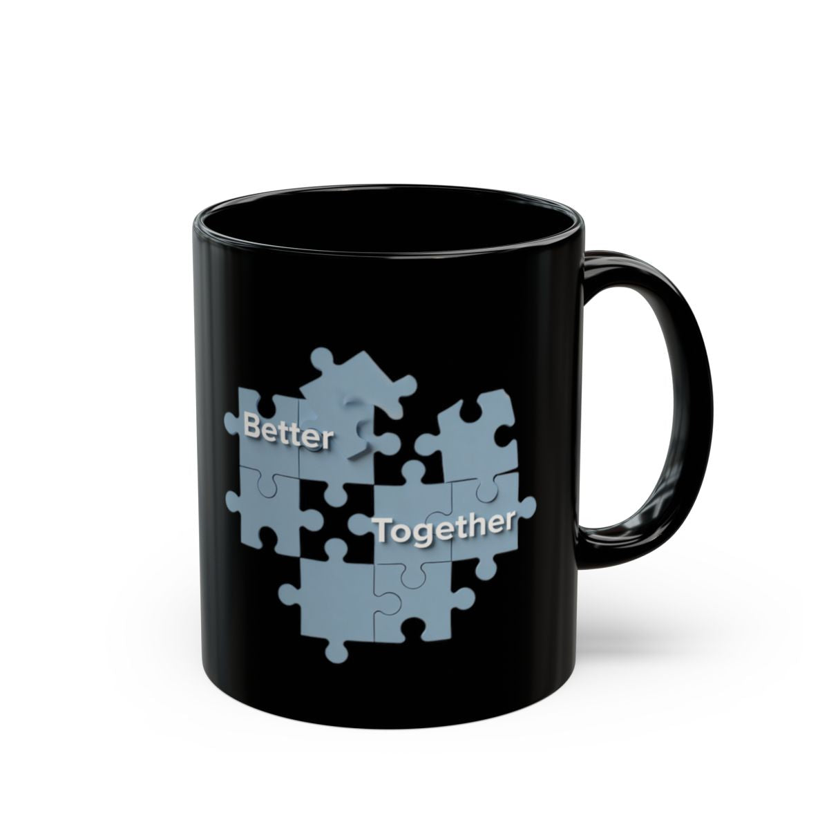Better Together Puzzle Piece Black Coffee Mug