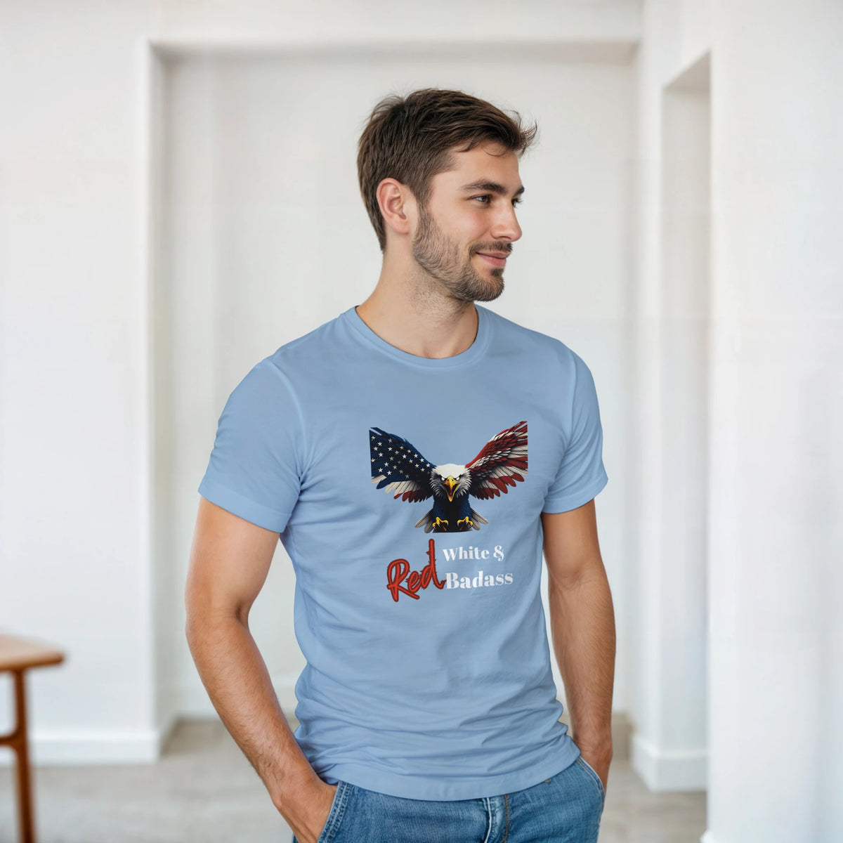 Red, White & Badass Patriotic Eagle on a Heavyweight T-shirt