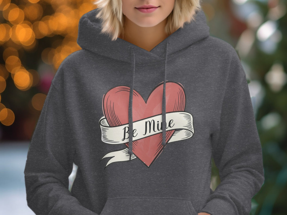 Be Mine Heart Print Hoodie with Romantic Design