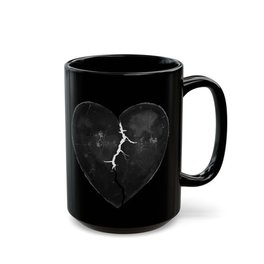 Cracked Heart Design Black Coffee Mug Cup