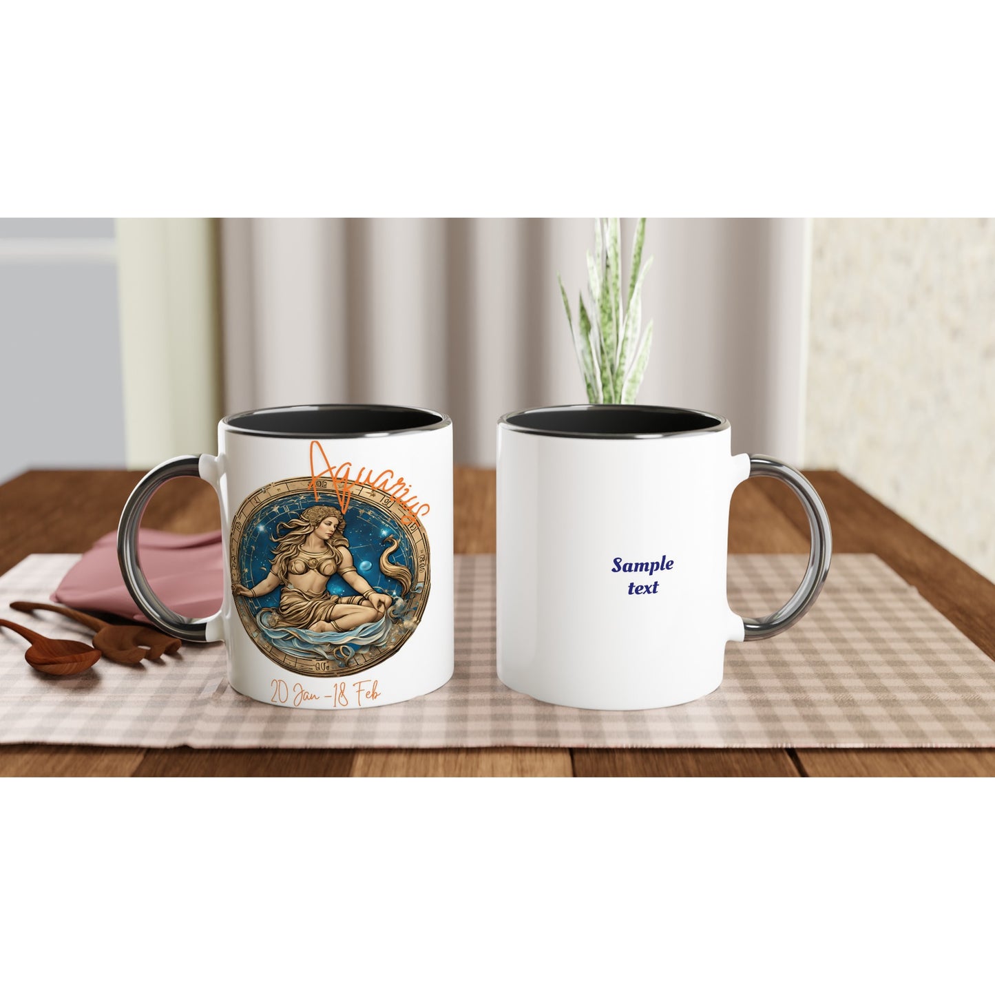 11oz ceramic mug with color inside Aquarius Vision personalized