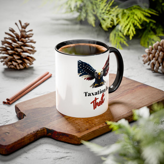 Taxation Is Theft Eagles with American Flag Mug