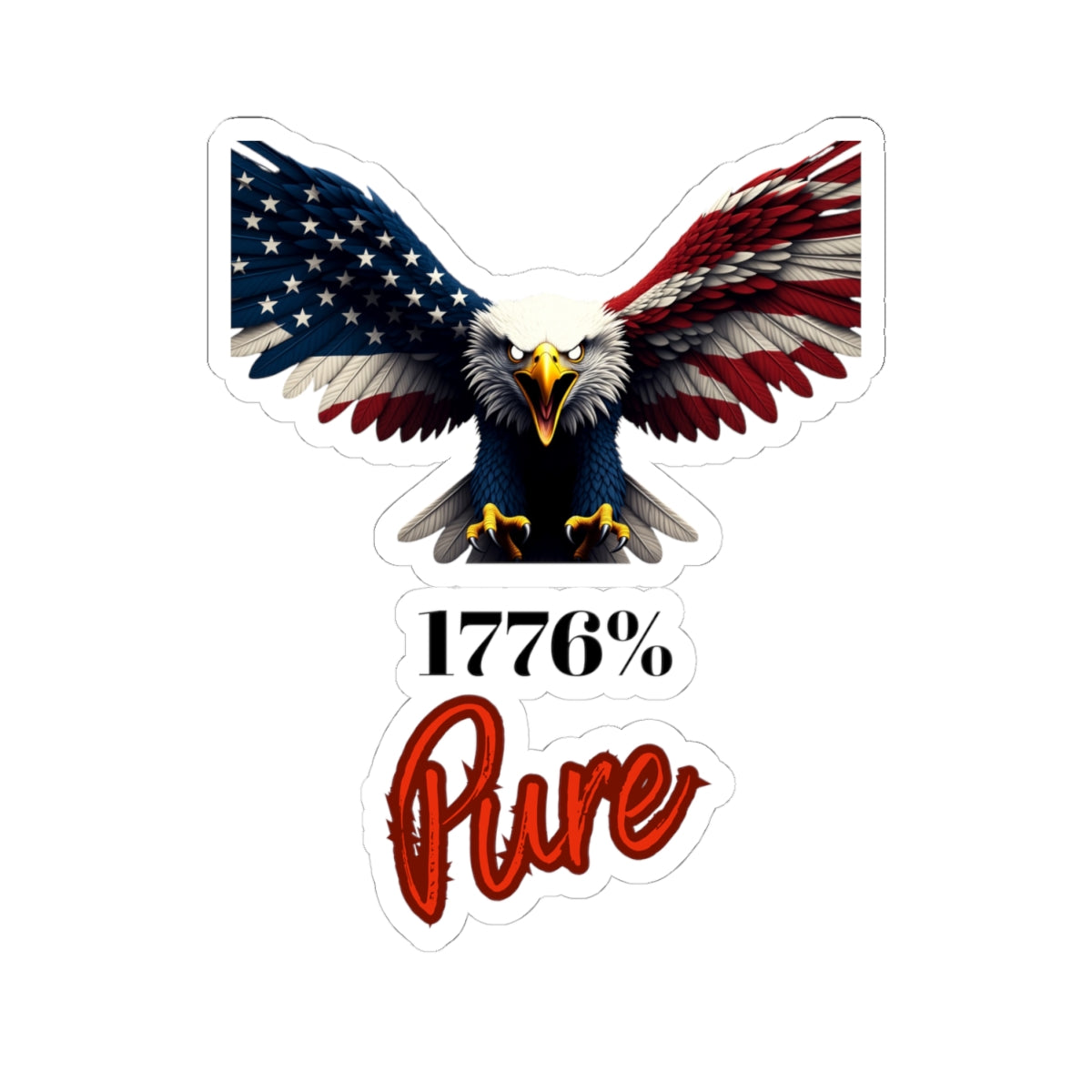1776% Pure Patriotic Eagle on a Kiss-Cut Stickers