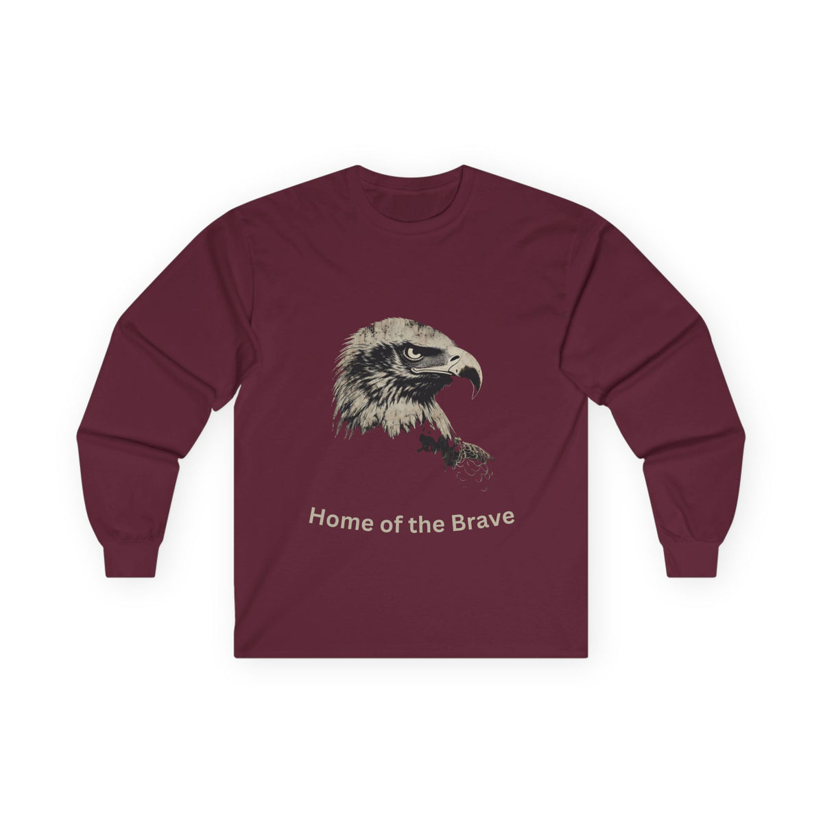 Home of the Brave text on a Long-Sleeve Tee