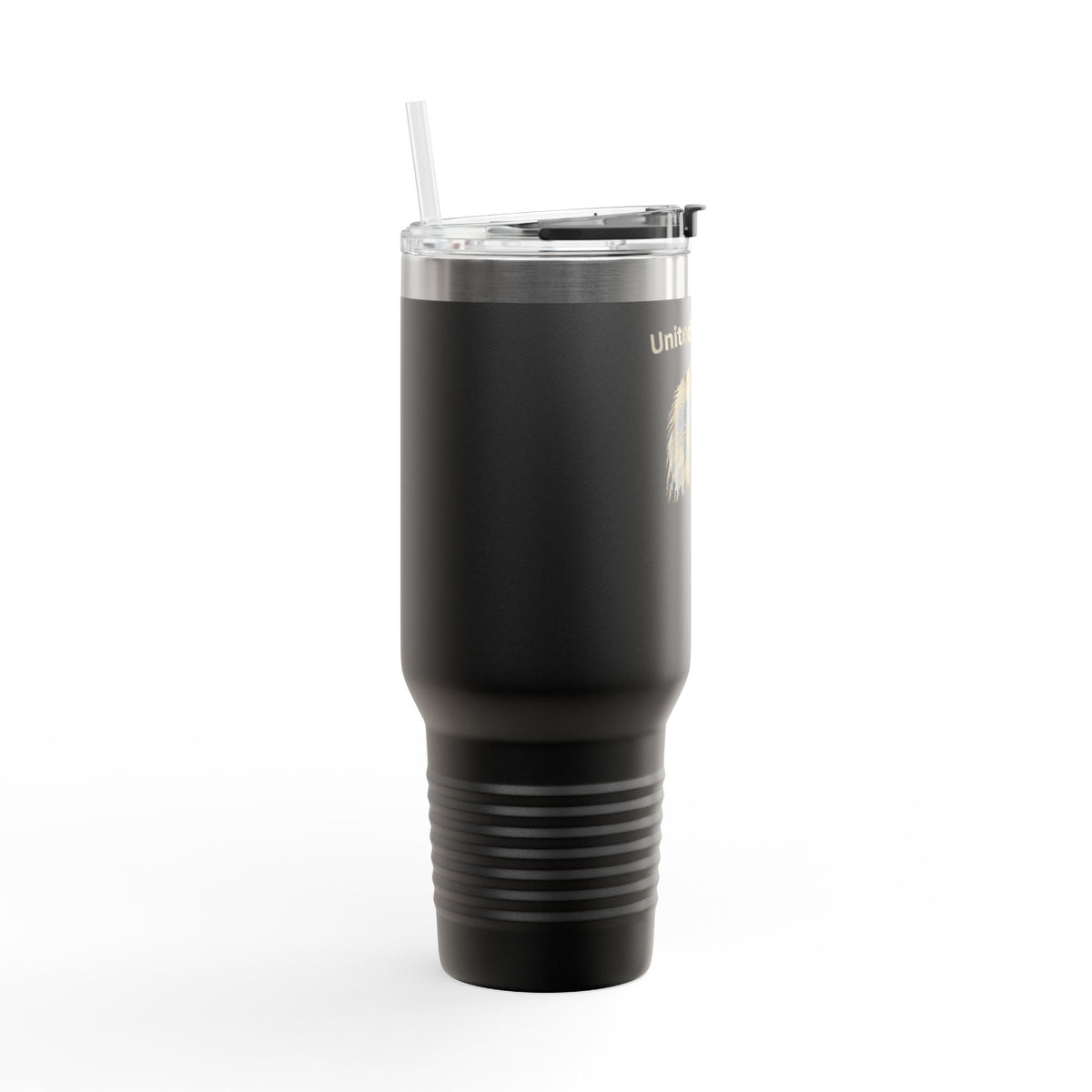 United We Stand text on the top of a 40oz Insulated Travel Mug