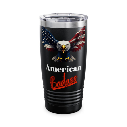 American Badass Patriotic Eagle on a 20oz Insulated Tumbler