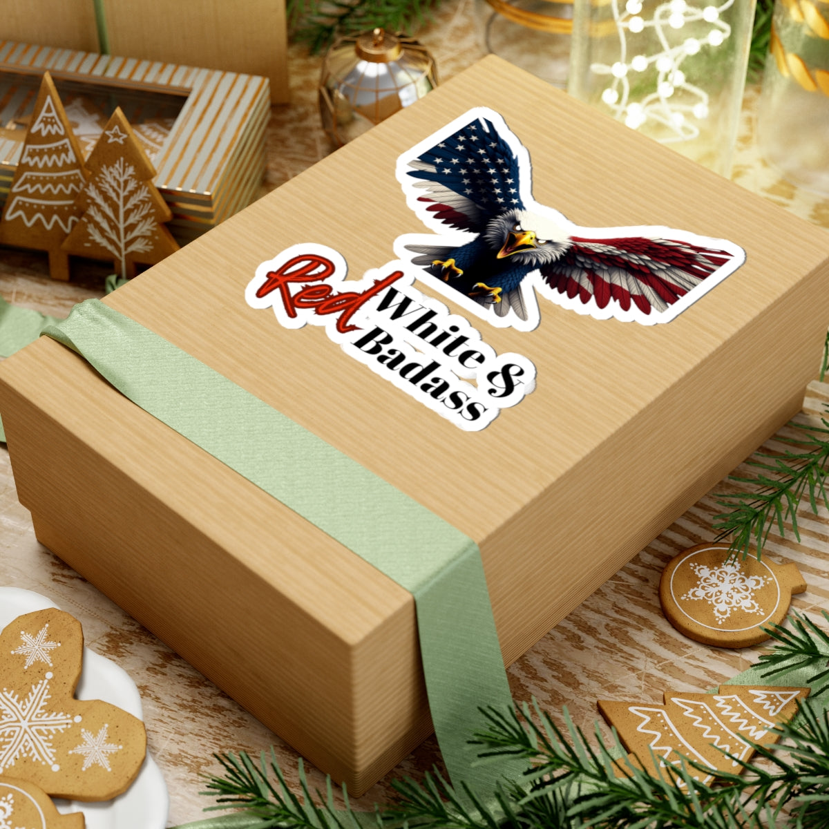 Red White & Badass Patriotic Eagle on a Kiss-Cut Stickers