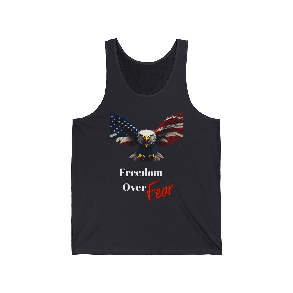 Freedom Over Fear Patriotic Eagle on a Premium Tank Top