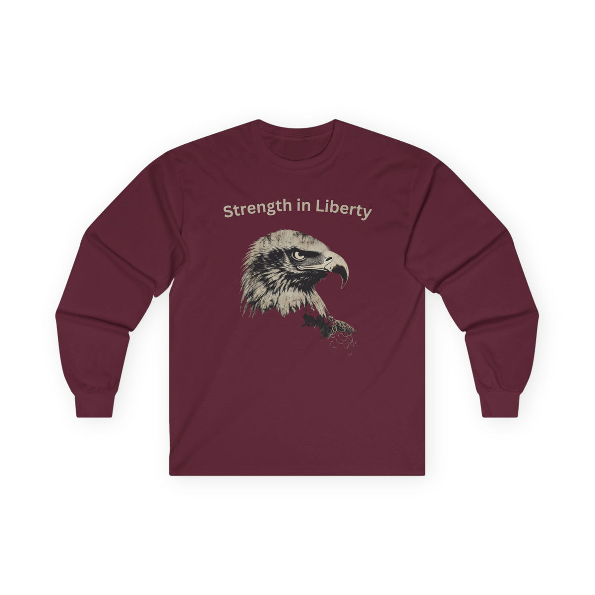 Strength in Liberty text on a Long-Sleeve Tee