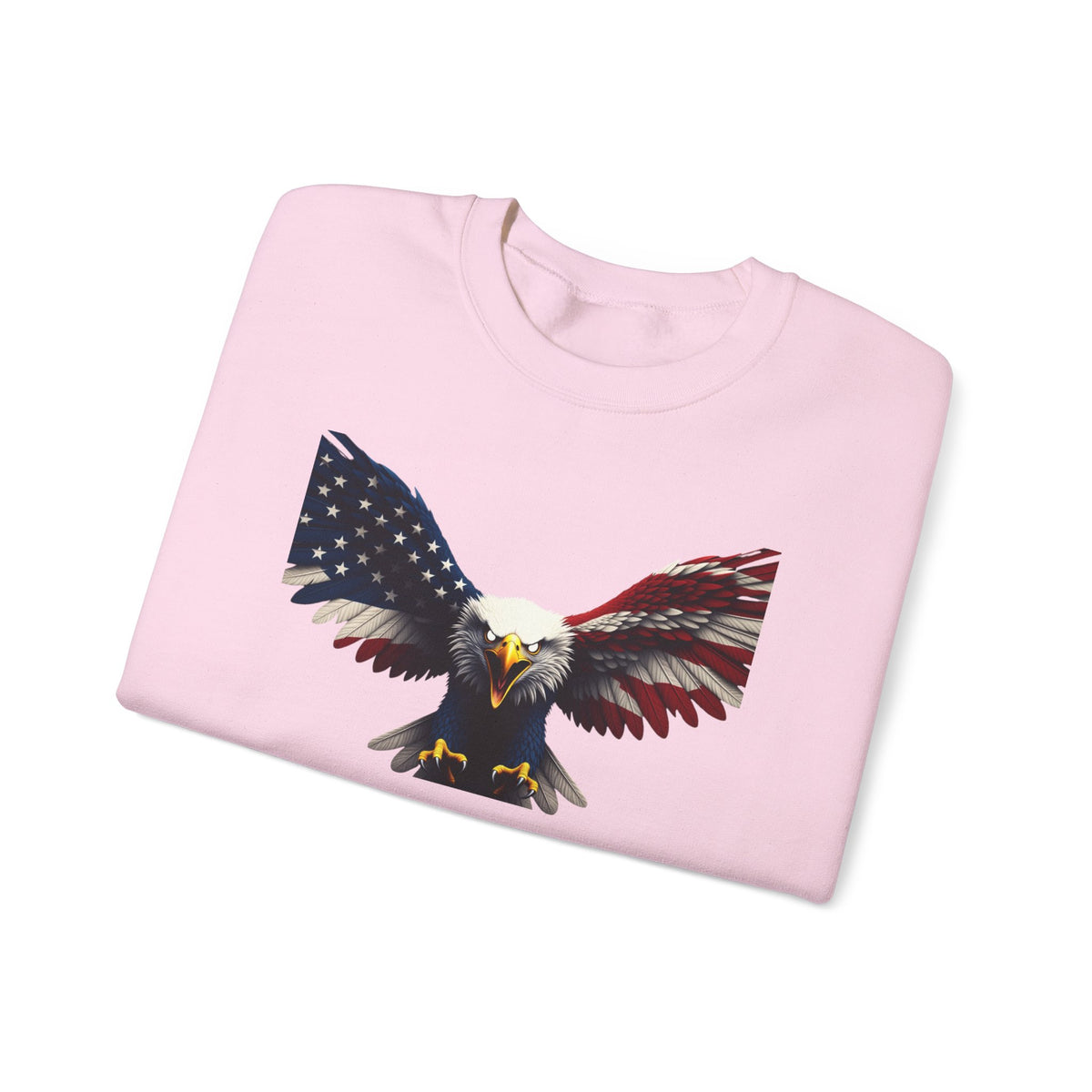 Rebel Born Rebel Bred Patriotic Eagle text on a Crewneck Sweatshirt