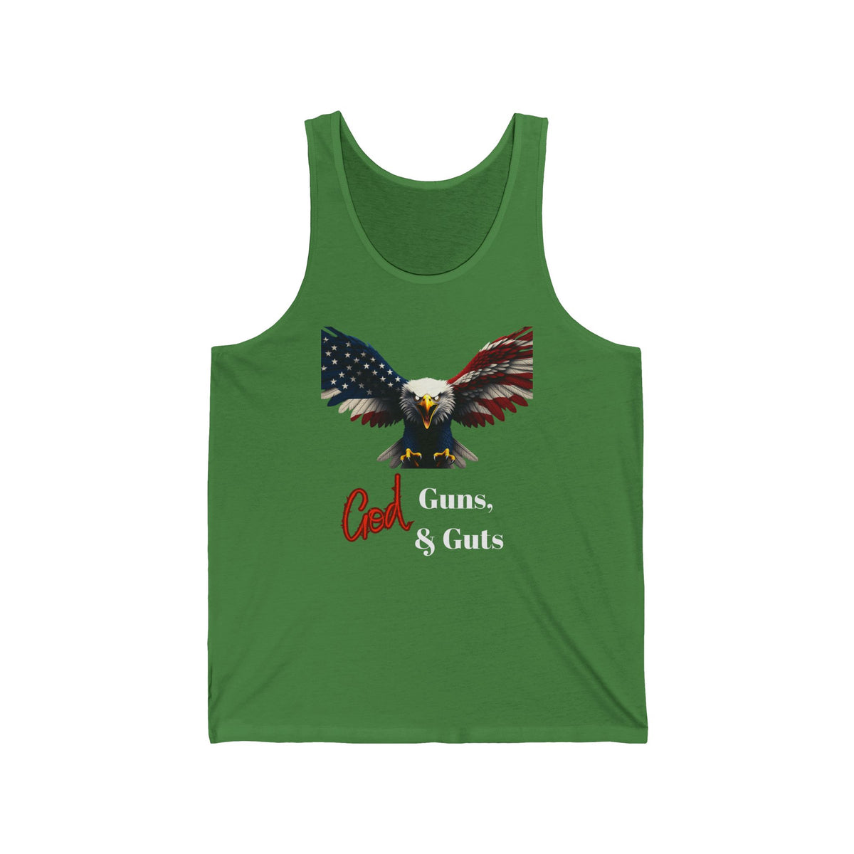 God Guns & Guts Patriotic Eagle on a Premium Tank Top