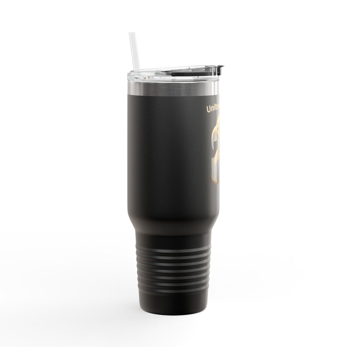 United We Stand text on the top of a 40oz Insulated Travel Mug