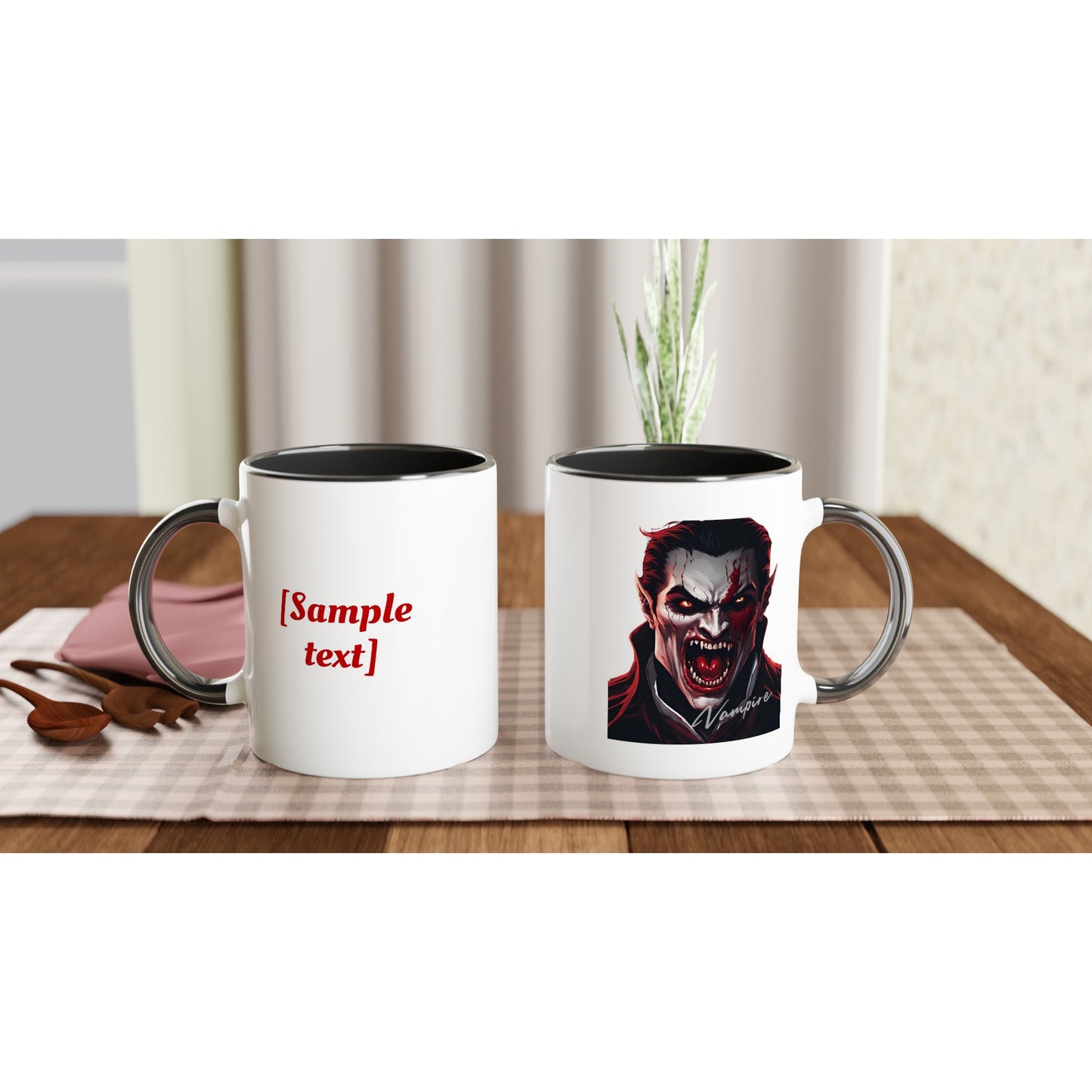 11oz ceramic mug with color inside vampire full face personalized