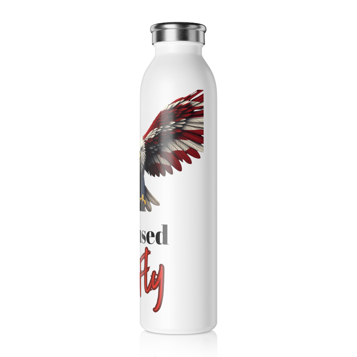 Licensed To Fly Patriotic Eagle on a 20oz Stainless Steel Water Bottle