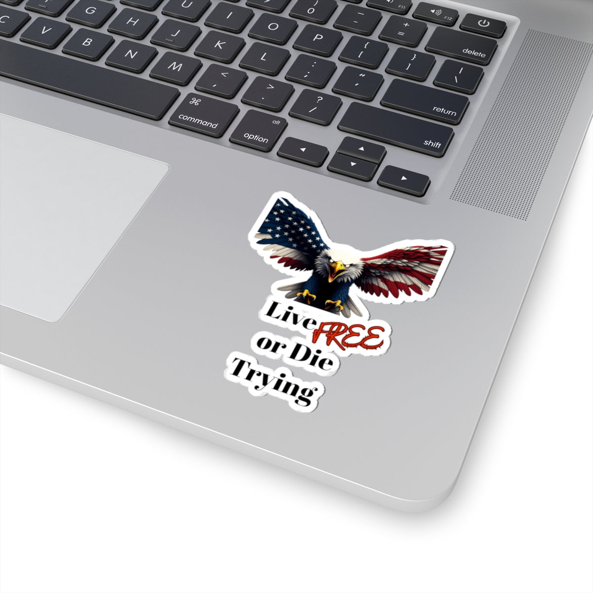 Live Free Or Die Trying Patriotic Eagle on a Kiss-Cut Stickers