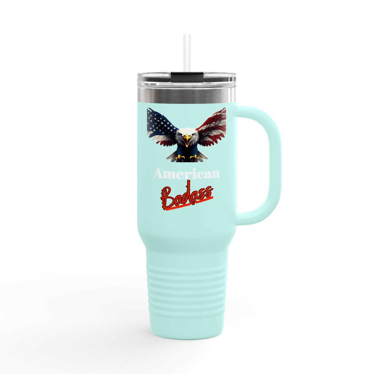 American Badass Patriotic Eagle on 40oz insulated tumbler
