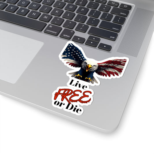 Live Free Or Die Patriotic Eagle on a Kiss-Cut Stickers
