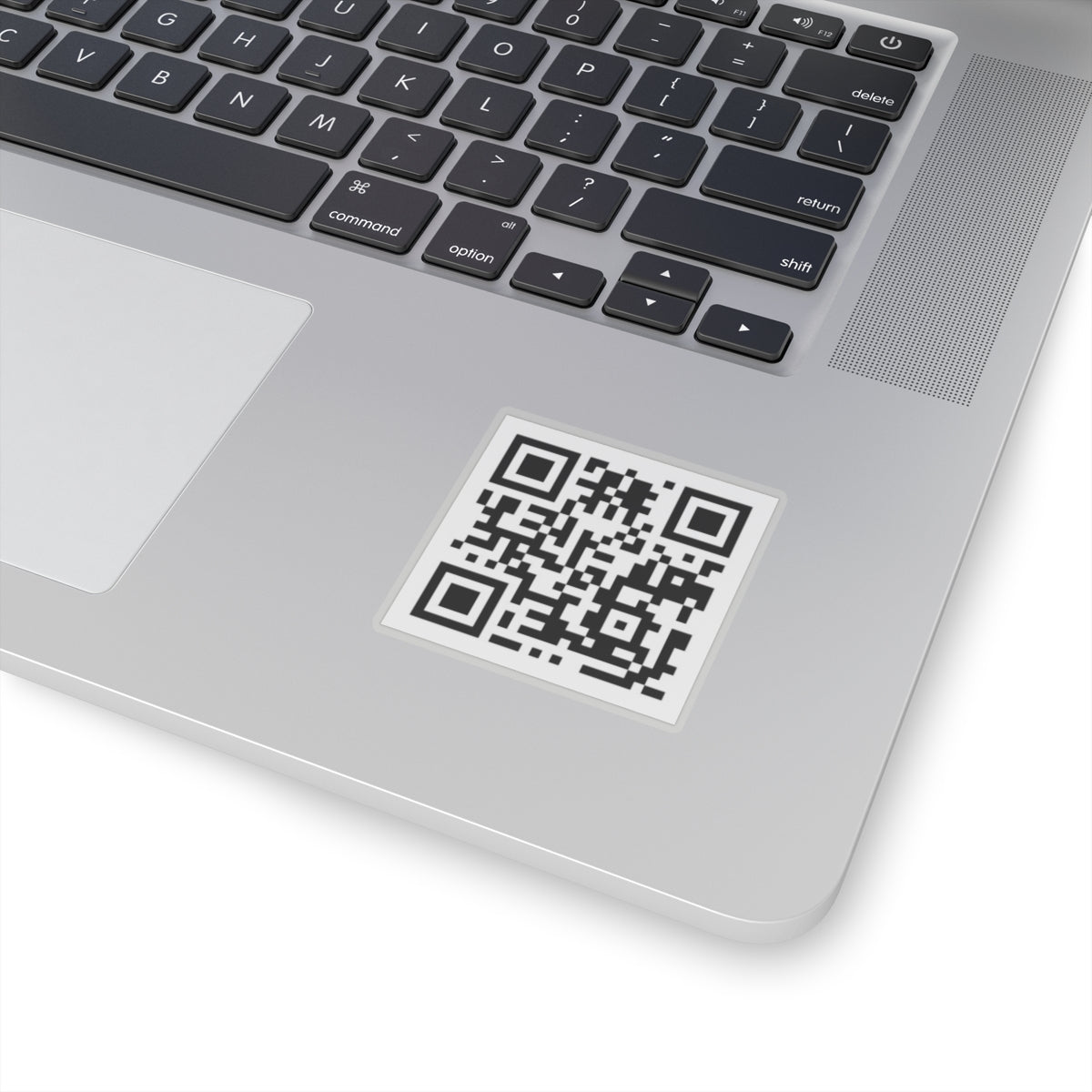 Black and white QR code on a white background