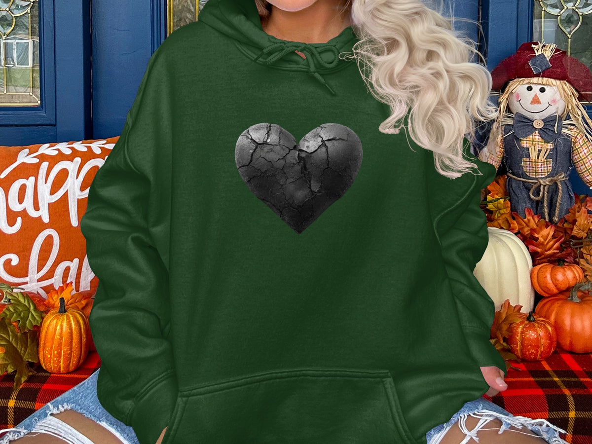 Cracked Heart Graphic Design Oversized Hoodie
