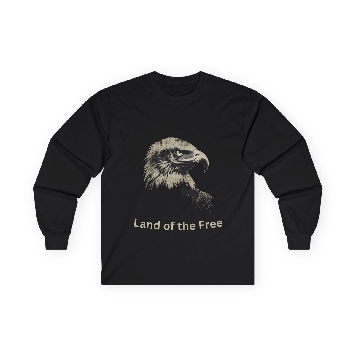 Land of the Free text on a Long-Sleeve Tee