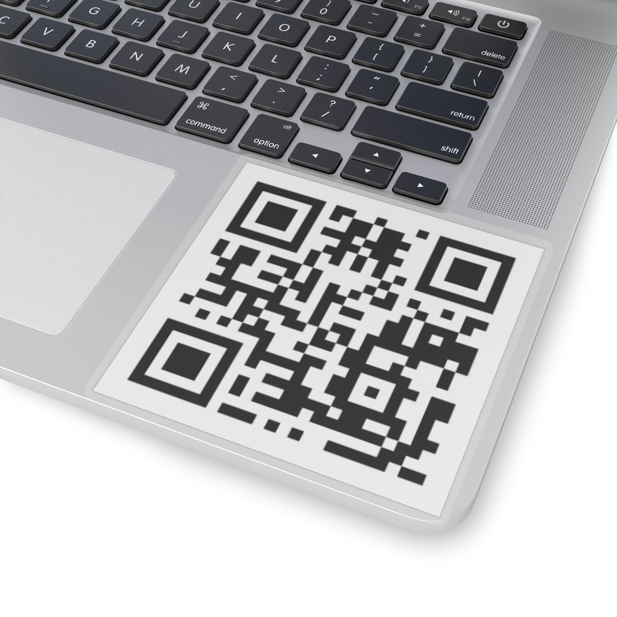 Black and white QR code on a white background