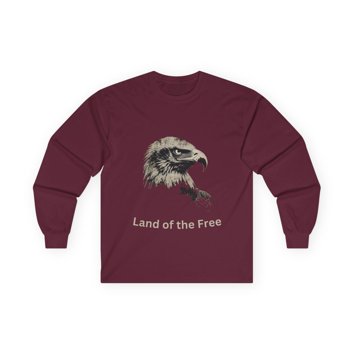 Land of the Free text on a Long-Sleeve Tee