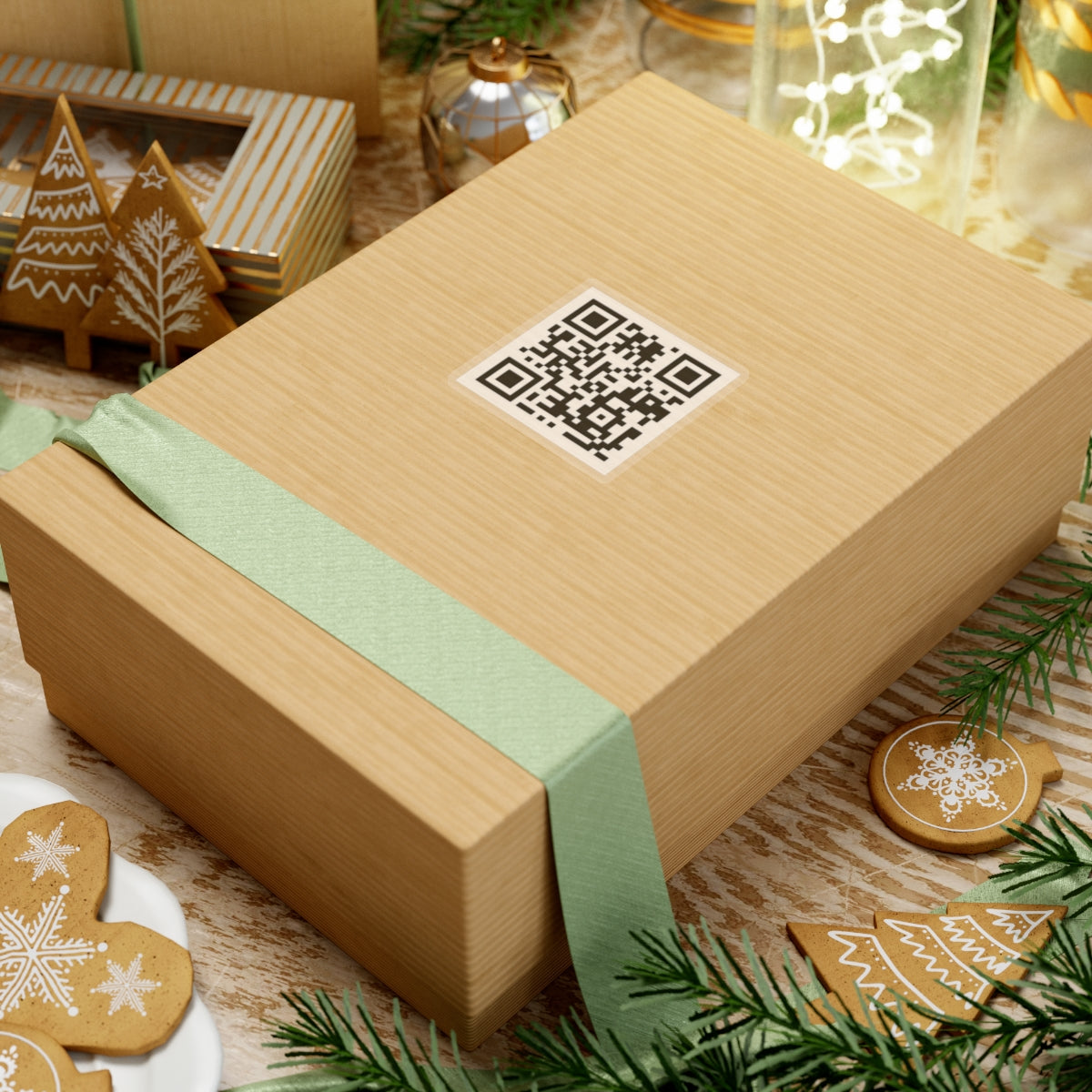 Black and white QR code on a white background