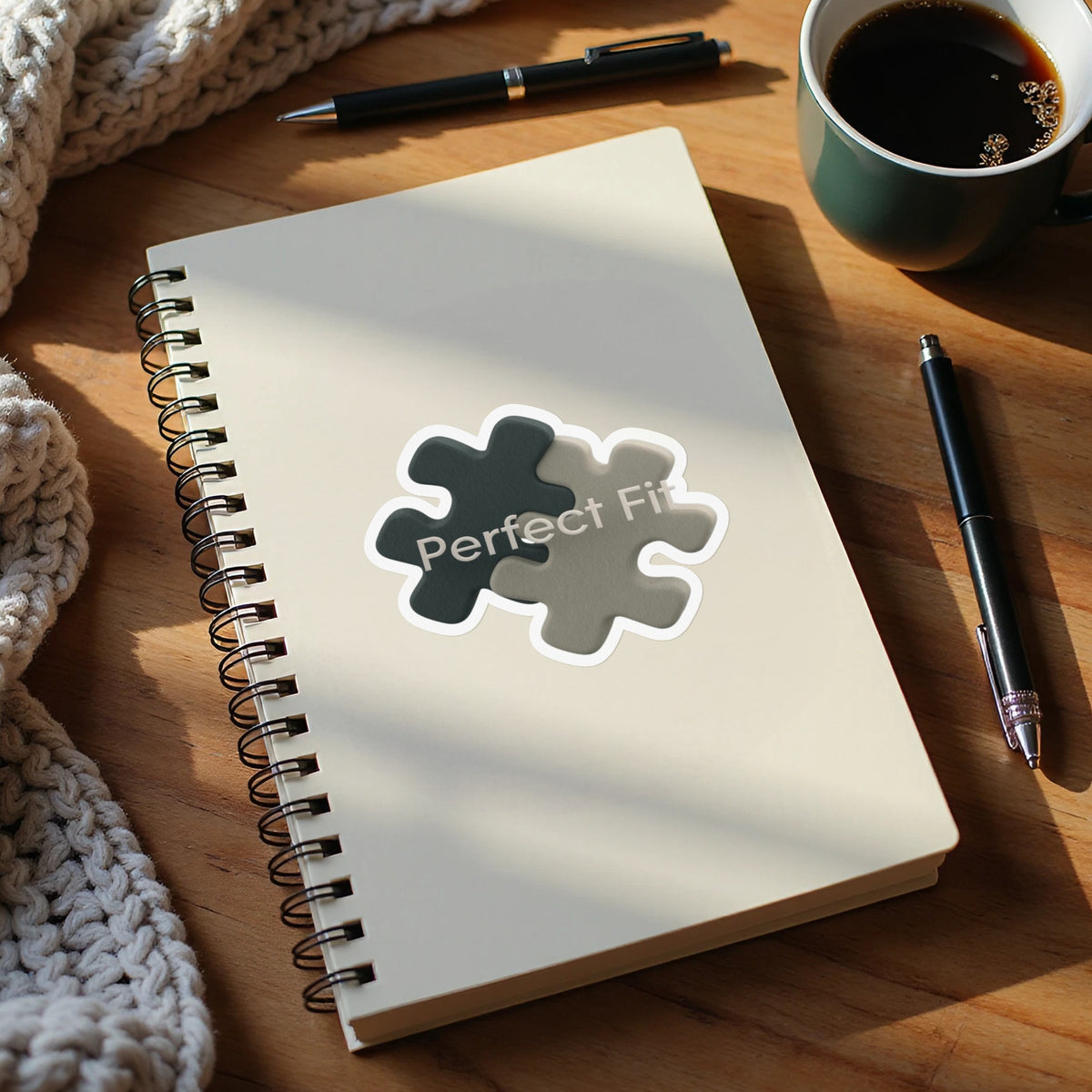 Perfect Fit Puzzle Piece Decal on Spiral Notebook