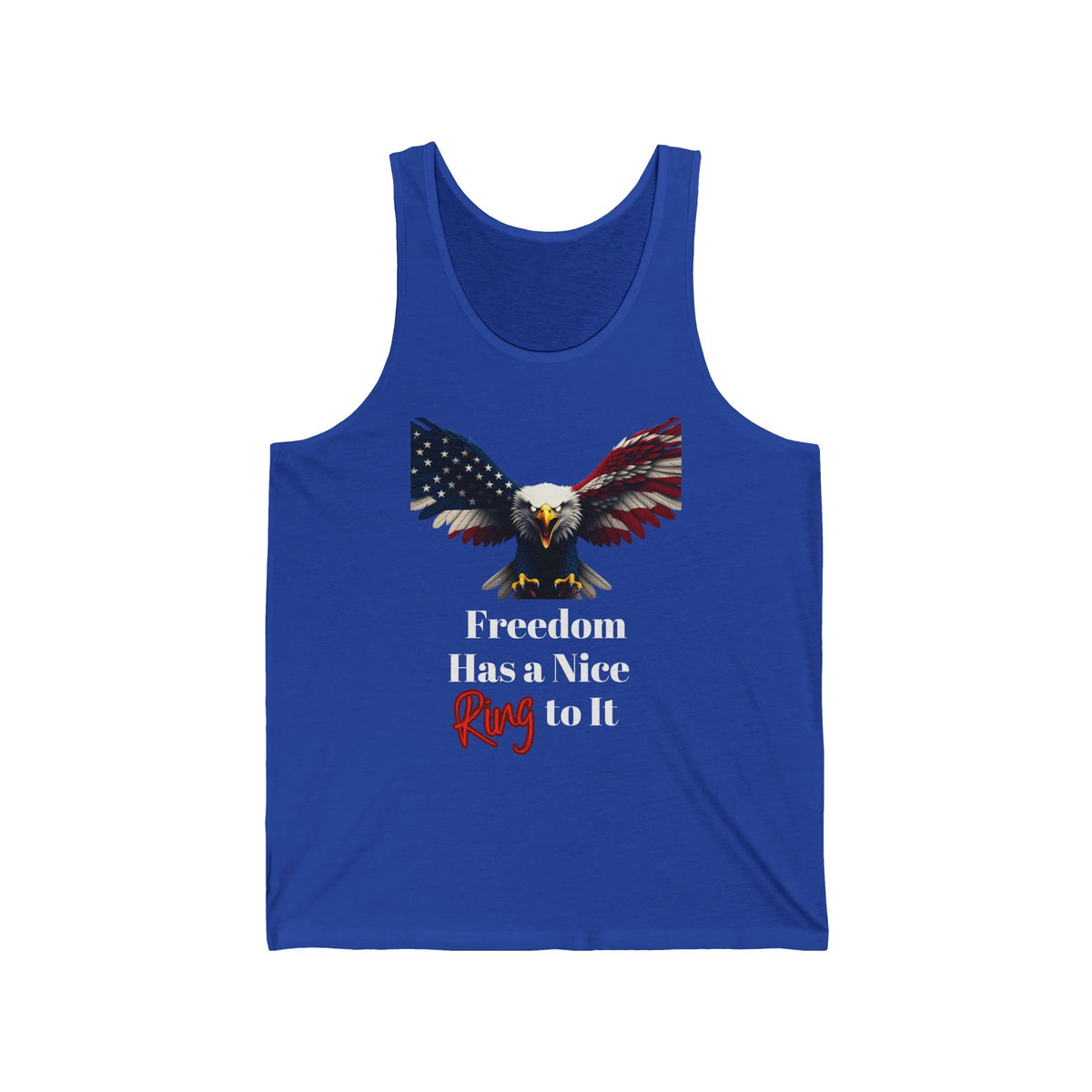 Freedom Has A Nice Ring To It Patriotic Eagle on a Premium Tank Top