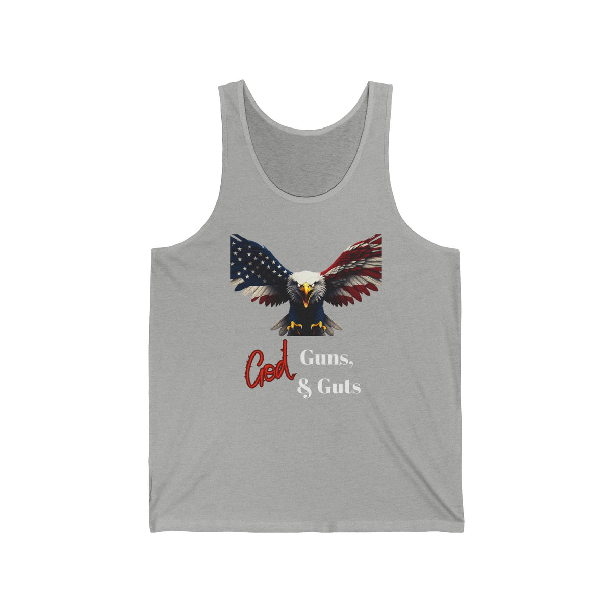 God Guns & Guts Patriotic Eagle on a Premium Tank Top