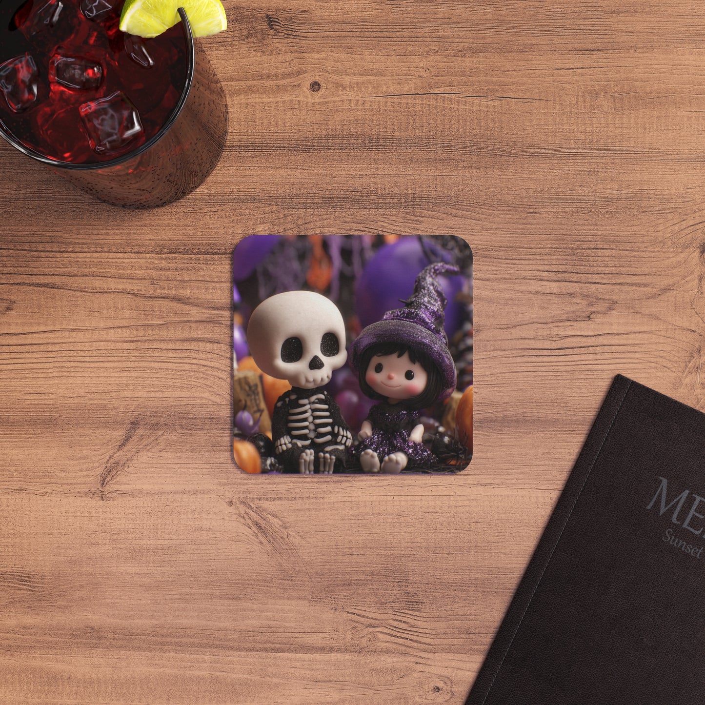 Little Skeletons on cork bottom coasters