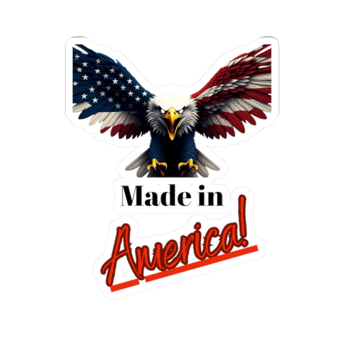 Made In America Patriotic Eagle on a Kiss-Cut Stickers