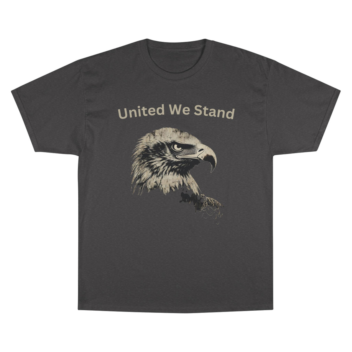 United We Stand text above an eagle head on a Champion Tee