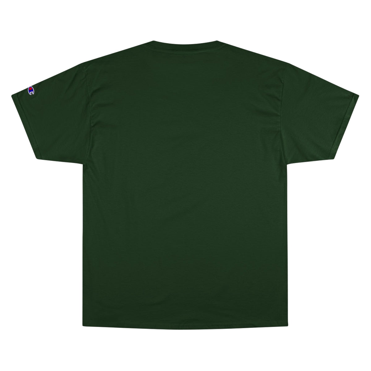 American Made small font text below an eagle head on a Champion Tee