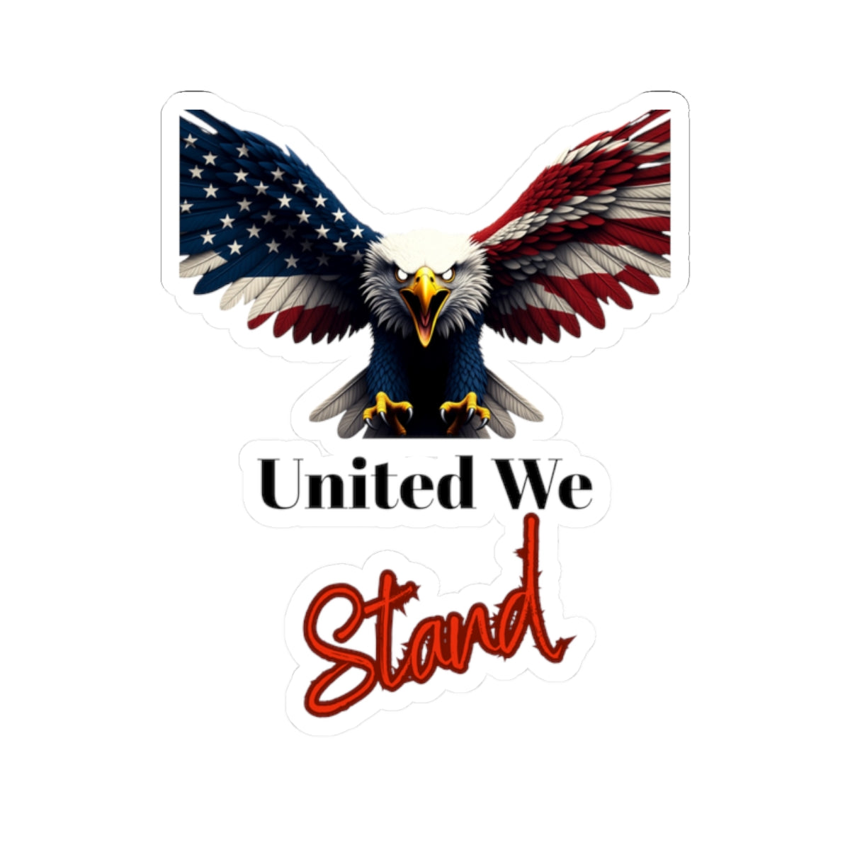 United We Stand Patriotic Eagle on a Kiss-Cut Stickers
