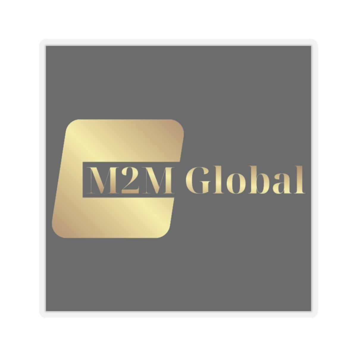 Gold 'M2M Global' logo on a gray background