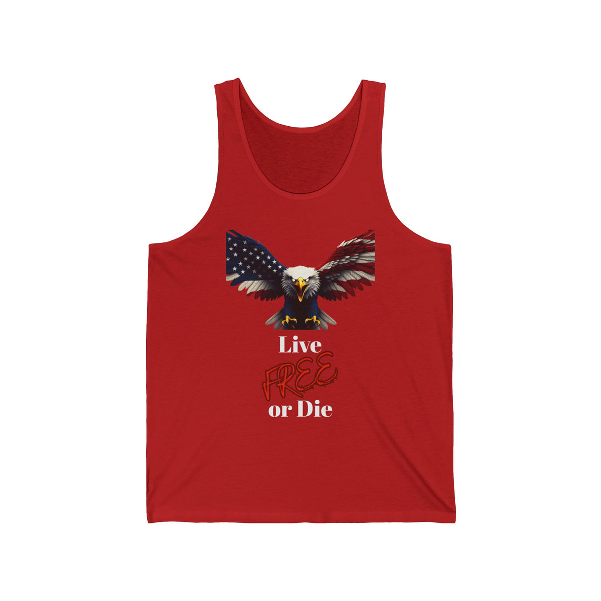 Live Free Or Die Patriotic Eagle on a Premium Tank Top
