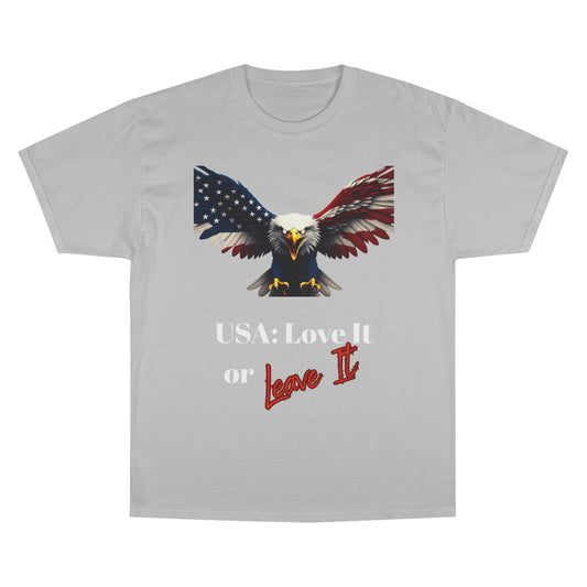USA Love It Or Leave It Patriotic Eagle on a Champion T-shirt