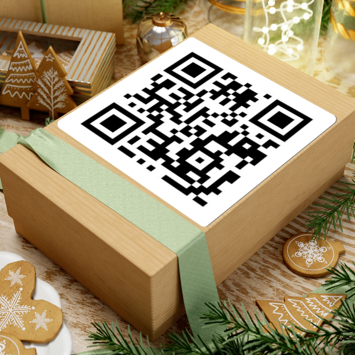 Black and white QR code on a white background