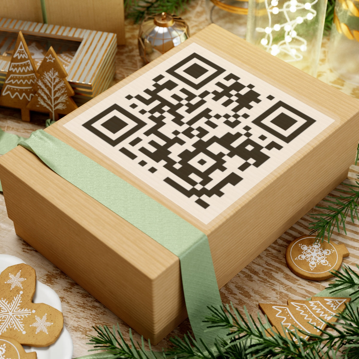 Black and white QR code on a white background