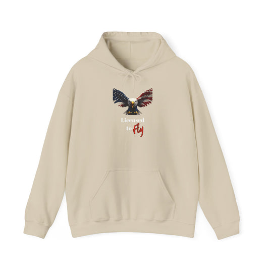 Licensed To Fly Patriotic Eagle on a Pullover Hoodie